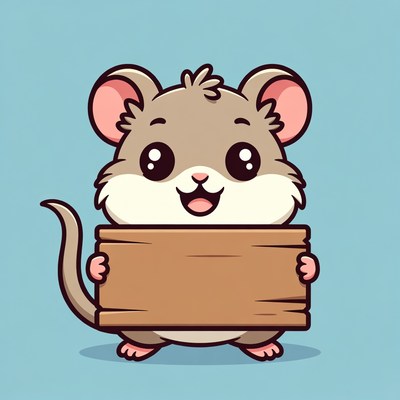 Cute hamster holding blank sign