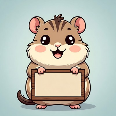 Cute Hamster Holding Blank Sign