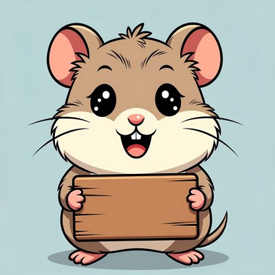 Cute hamster holding blank sign