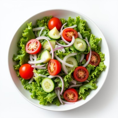 Fresh Garden Salad in White Bowl