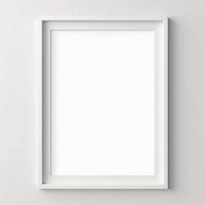 White frame with blank picture on wall