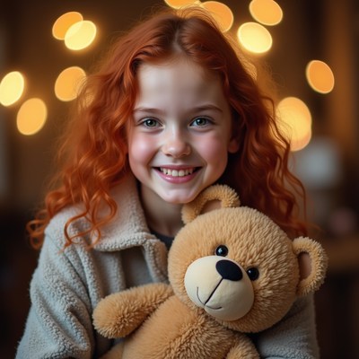 Girl hugging teddy bear