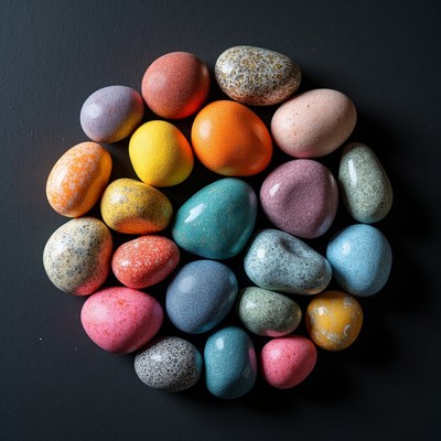 Colorful painted eggs in circle