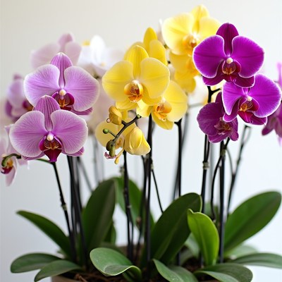 Colorful Phalaenopsis Orchids in Pot