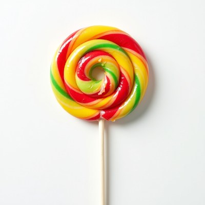 Colorful Swirl Lollipop on White