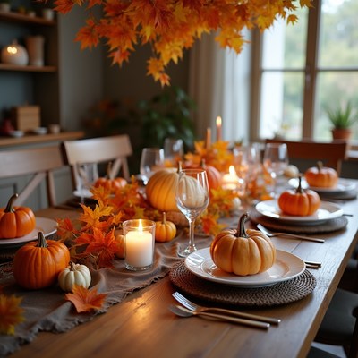 Autumn Thanksgiving Pumpkin Dinner Table