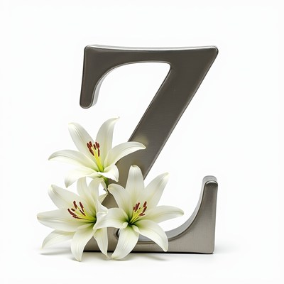 Lilies Beside Silver Z Letter