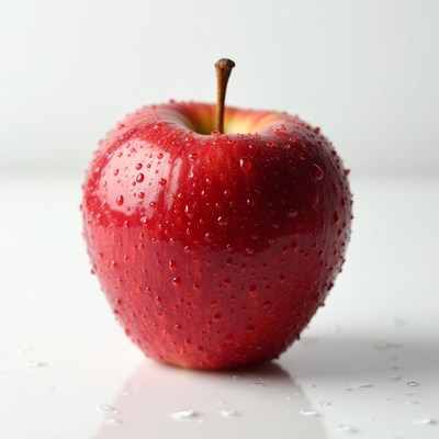 Red Apple with Water Droplets