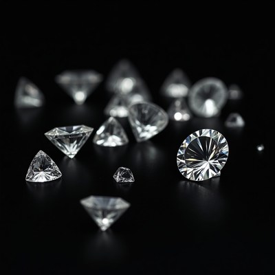 Scattered Diamonds on Black Background