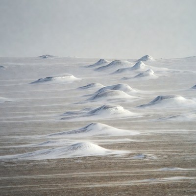 Snow-Covered Dunes in Vast Landscape