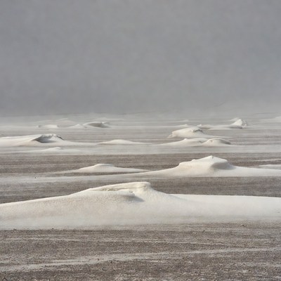 Snow-Covered Sand Dunes Landscape