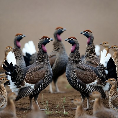 Group of Ptarmigan Birds Standing Together