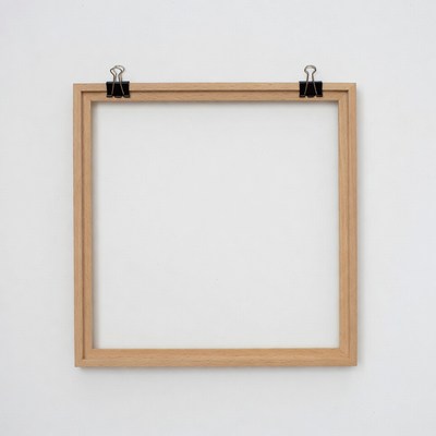 Empty Wooden Picture Frame with Clips