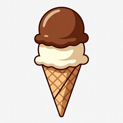 Chocolate Vanilla Ice Cream Cone