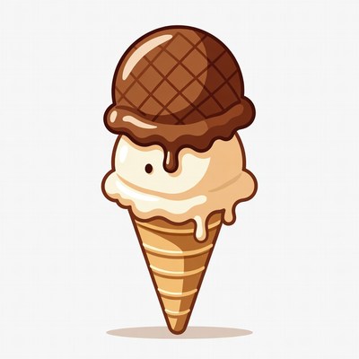 Chocolate Vanilla Ice Cream Cone