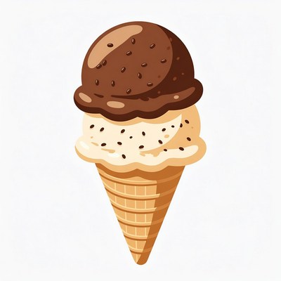 Chocolate Vanilla Ice Cream Cone