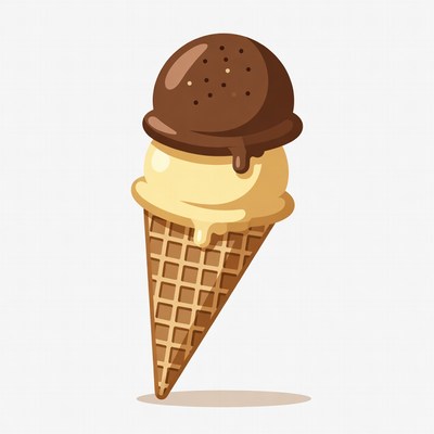 Chocolate Vanilla Ice Cream Cone