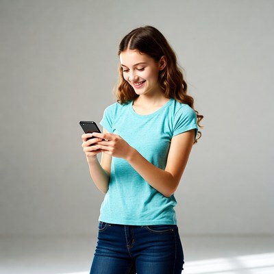 Teen girl texting on smartphone