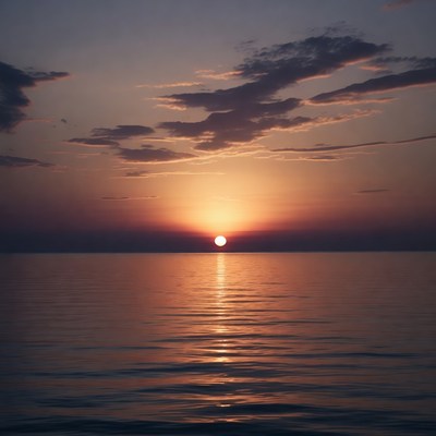 Sunset over calm ocean water