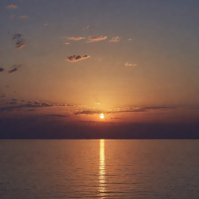 Sunset over calm ocean water