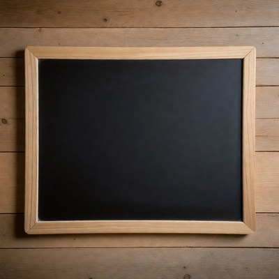 Black Chalkboard on Wooden Table