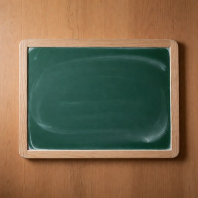 Empty Green Chalkboard on Wooden Background