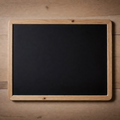 Blank Black Chalkboard on Wooden Table