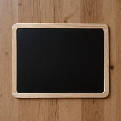 Blank Chalkboard on Wooden Surface