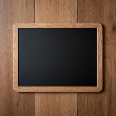 Empty Black Chalkboard on Wood Wall