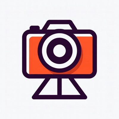 Orange Camera on Tripod Icon