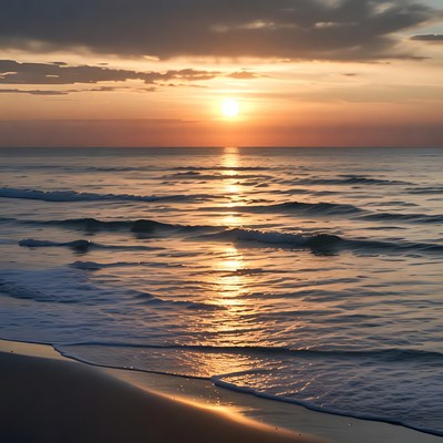 Sunset over ocean beach