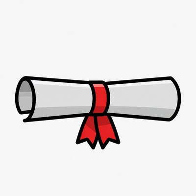 Rolled Diploma with Red Ribbon