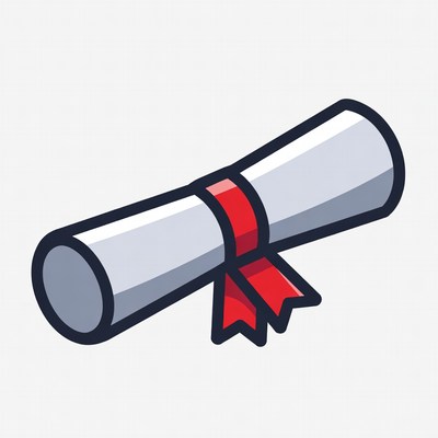 Rolled Diploma with Red Ribbon