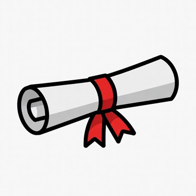 Diploma with red ribbon