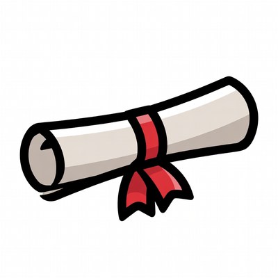 Diploma Rolled with Red Ribbon