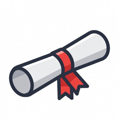 Rolled Diploma with Red Ribbon