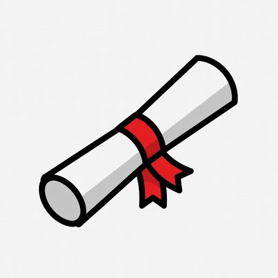 Rolled Diploma with Red Ribbon