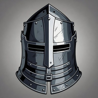 Medieval Knight Helmet Illustration