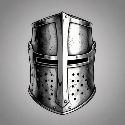 Medieval Knight Helmet Illustration