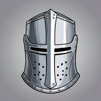 Silver Knight Helmet Illustration