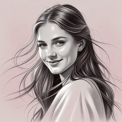 Beautiful woman with flowing hair