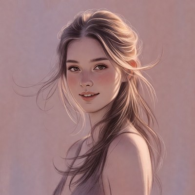 Beautiful woman with flowing hair