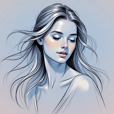 Beautiful woman with flowing hair