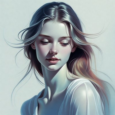 Beautiful woman with flowing hair