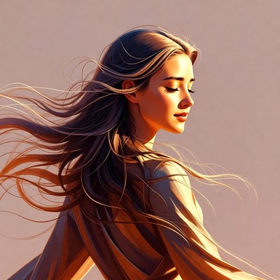 Beautiful woman with flowing hair