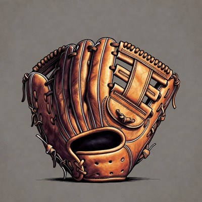 Brown baseball glove illustration
