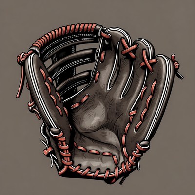 Open baseball glove with red laces