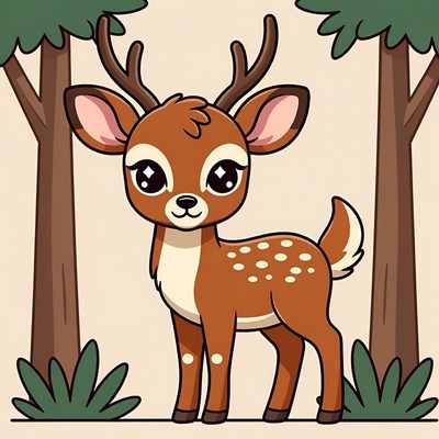 Cute fawn standing in forest