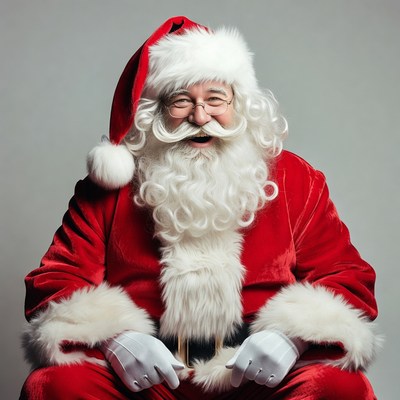 Smiling Santa Claus in red suit