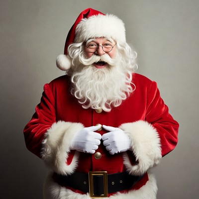 Smiling Santa Claus in red suit